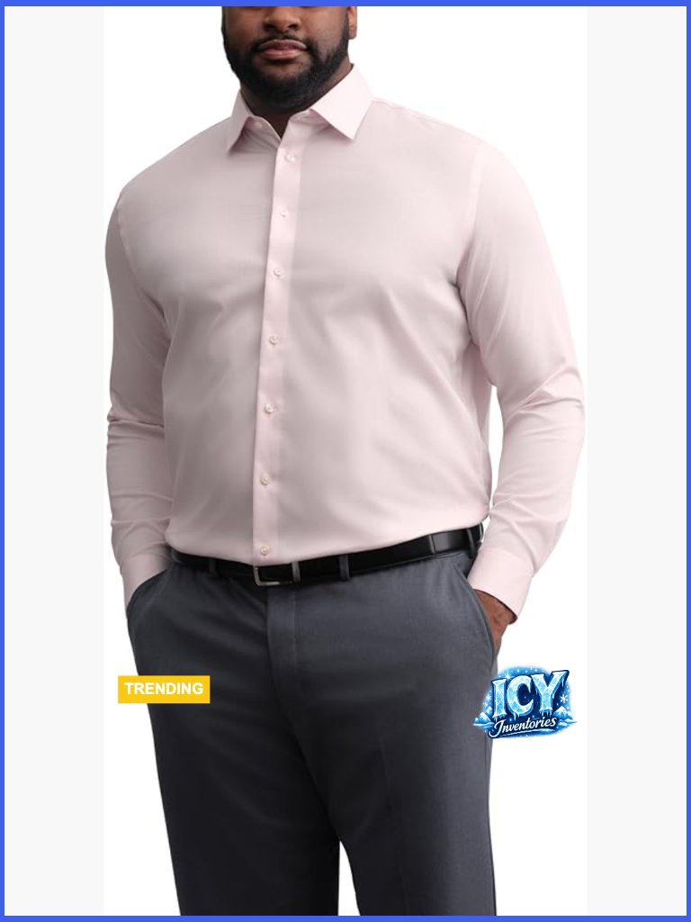 Slim Fit Stretch Dress Shirt Wrinkle Free Cotton Blend